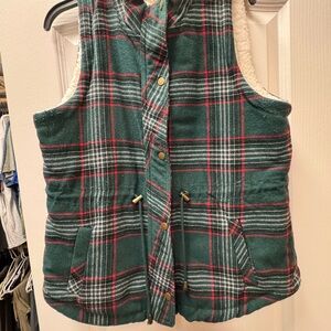 Maurices Green and Red Plaid Vest